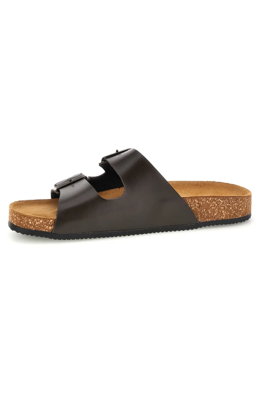 Ciabatte testa di moro con doppia fibbia Pittarello tierra 335A038SR