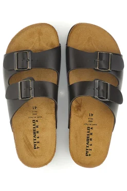 Ciabatte testa di moro con doppia fibbia Pittarello tierra 335A038SR