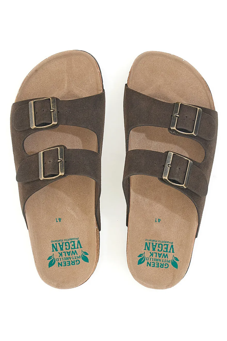 Ciabatte testa di moro doppia fibbia suola antiscivolo Pittarello Green Walk vegan 335CF038S