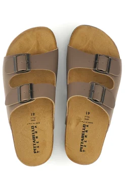 Ciabatte tortora con doppia fibbia Pittarello tierra 335A038SR