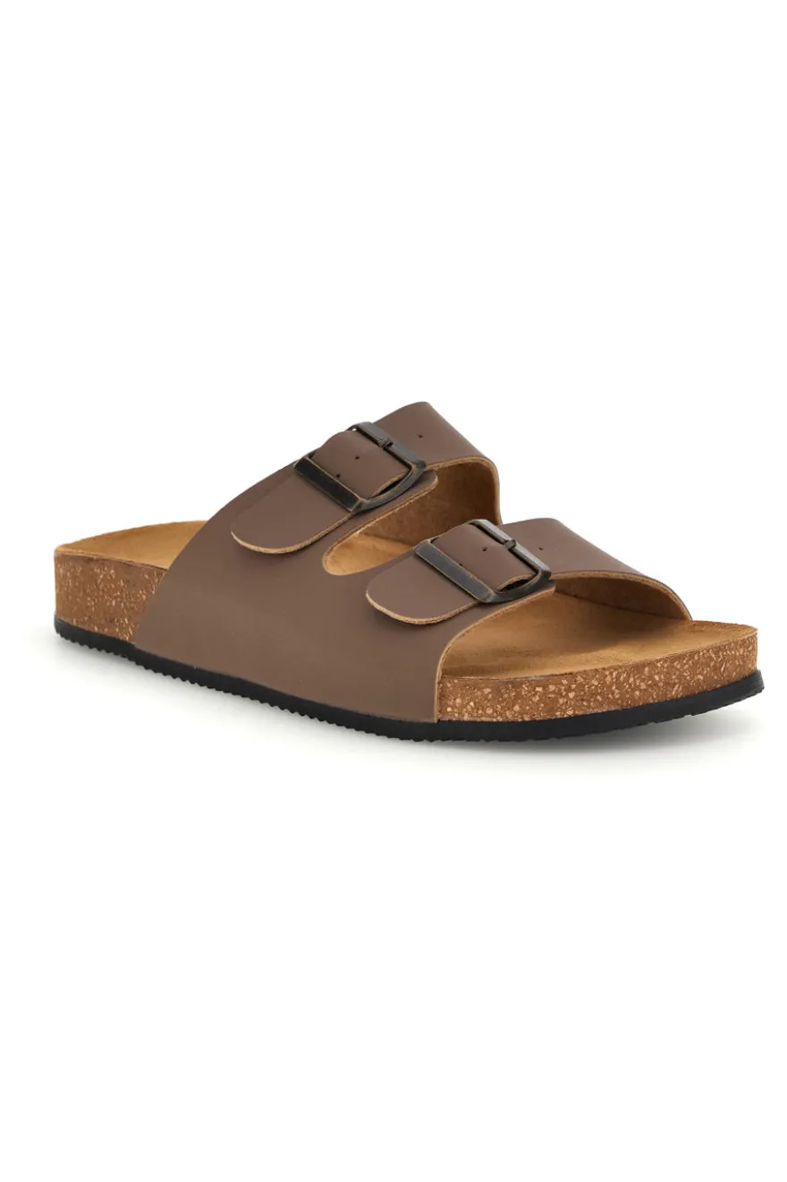 Ciabatte tortora con doppia fibbia Pittarello tierra 335A038SR