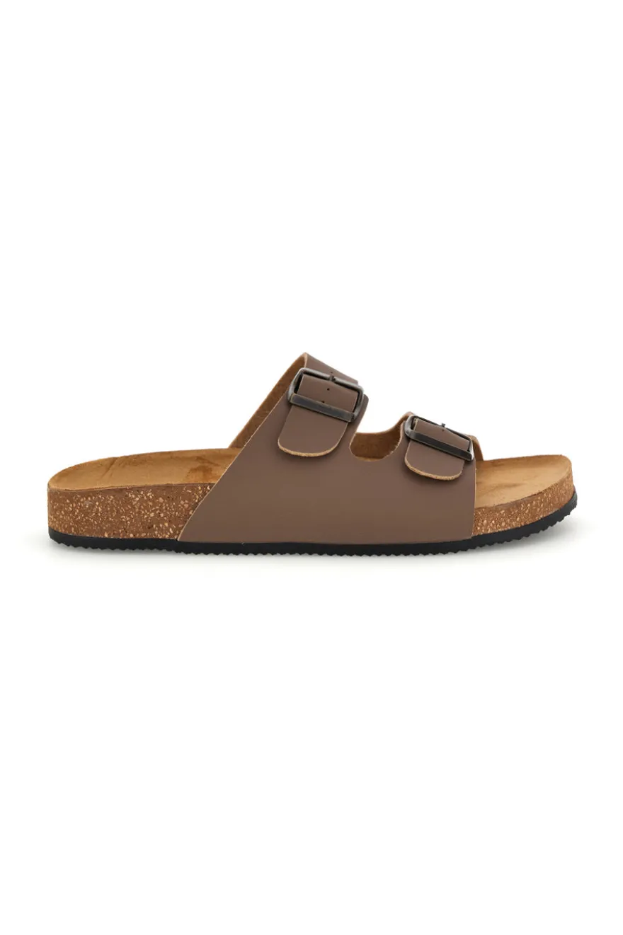 Ciabatte tortora con doppia fibbia Pittarello tierra 335A038SR