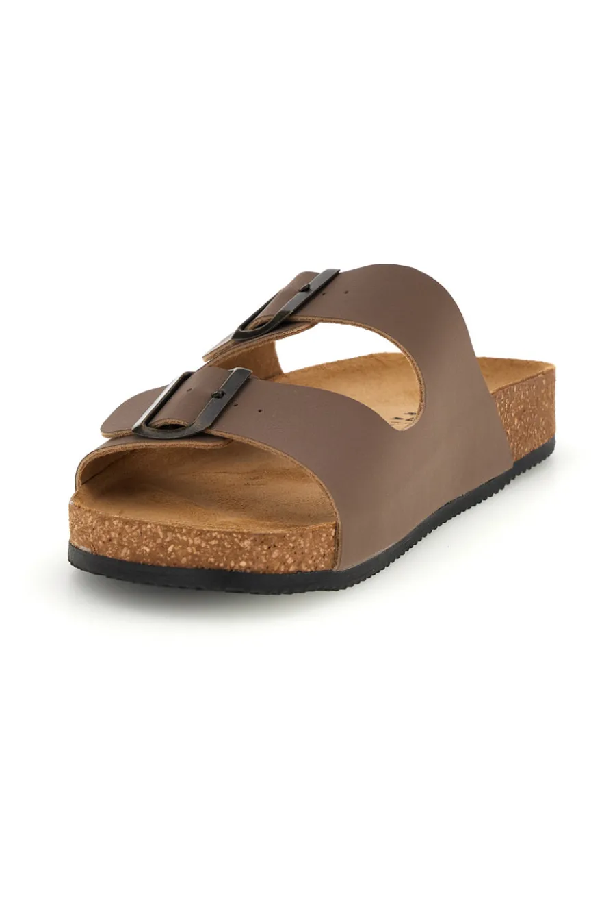 Ciabatte tortora con doppia fibbia Pittarello tierra 335A038SR