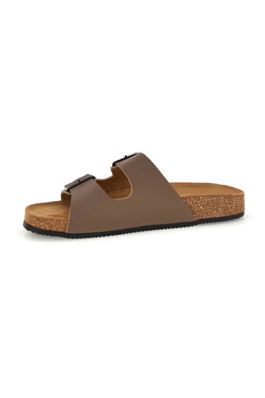 Ciabatte tortora con doppia fibbia Pittarello tierra 335A038SR