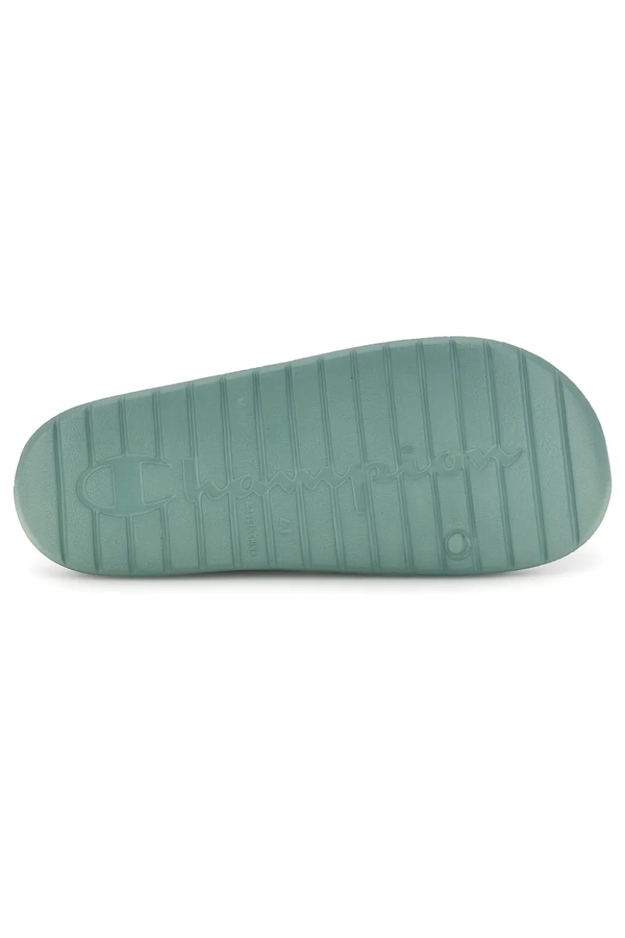 Ciabatte verde acqua con fascia logata Champion Cabana Box Slide