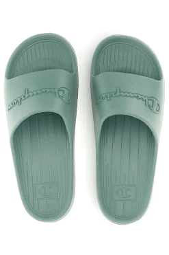 Ciabatte verde acqua con fascia logata Champion Cabana Box Slide