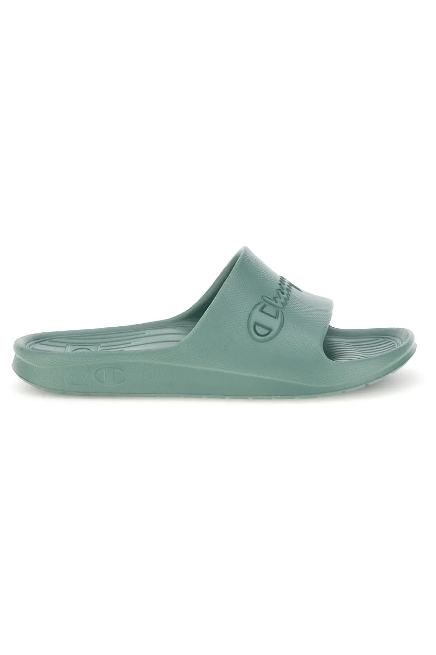 Ciabatte verde acqua con fascia logata Champion Cabana Box Slide