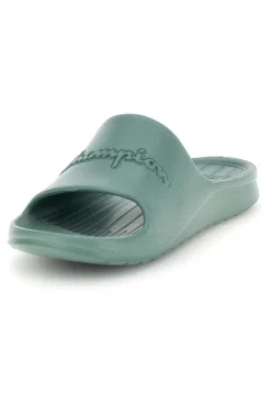 Ciabatte verde acqua con fascia logata Champion Cabana Box Slide
