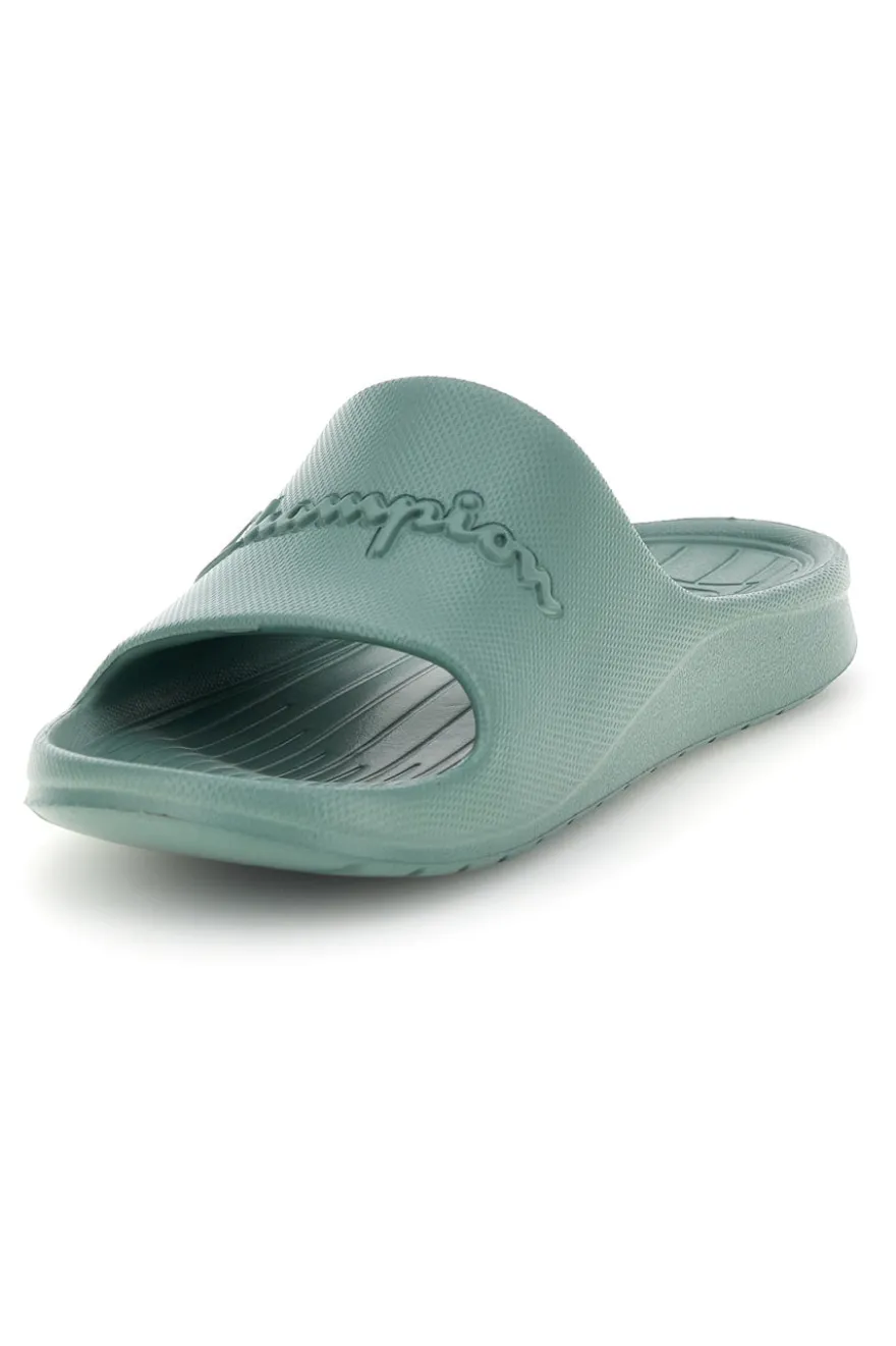 Ciabatte verde acqua con fascia logata Champion Cabana Box Slide