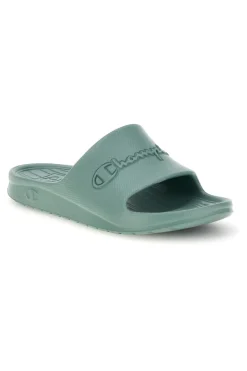 Ciabatte verde acqua con fascia logata Champion Cabana Box Slide
