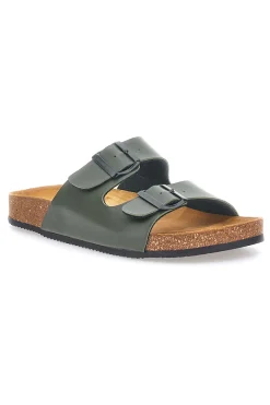 Ciabatte verde militare con doppia fibbia e cinturini Pittarello Tierra 335A038SR