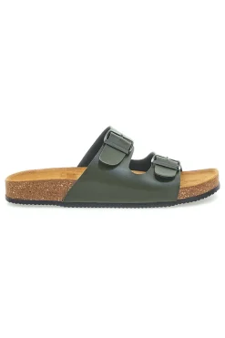 Ciabatte verde militare con doppia fibbia e cinturini Pittarello Tierra 335A038SR
