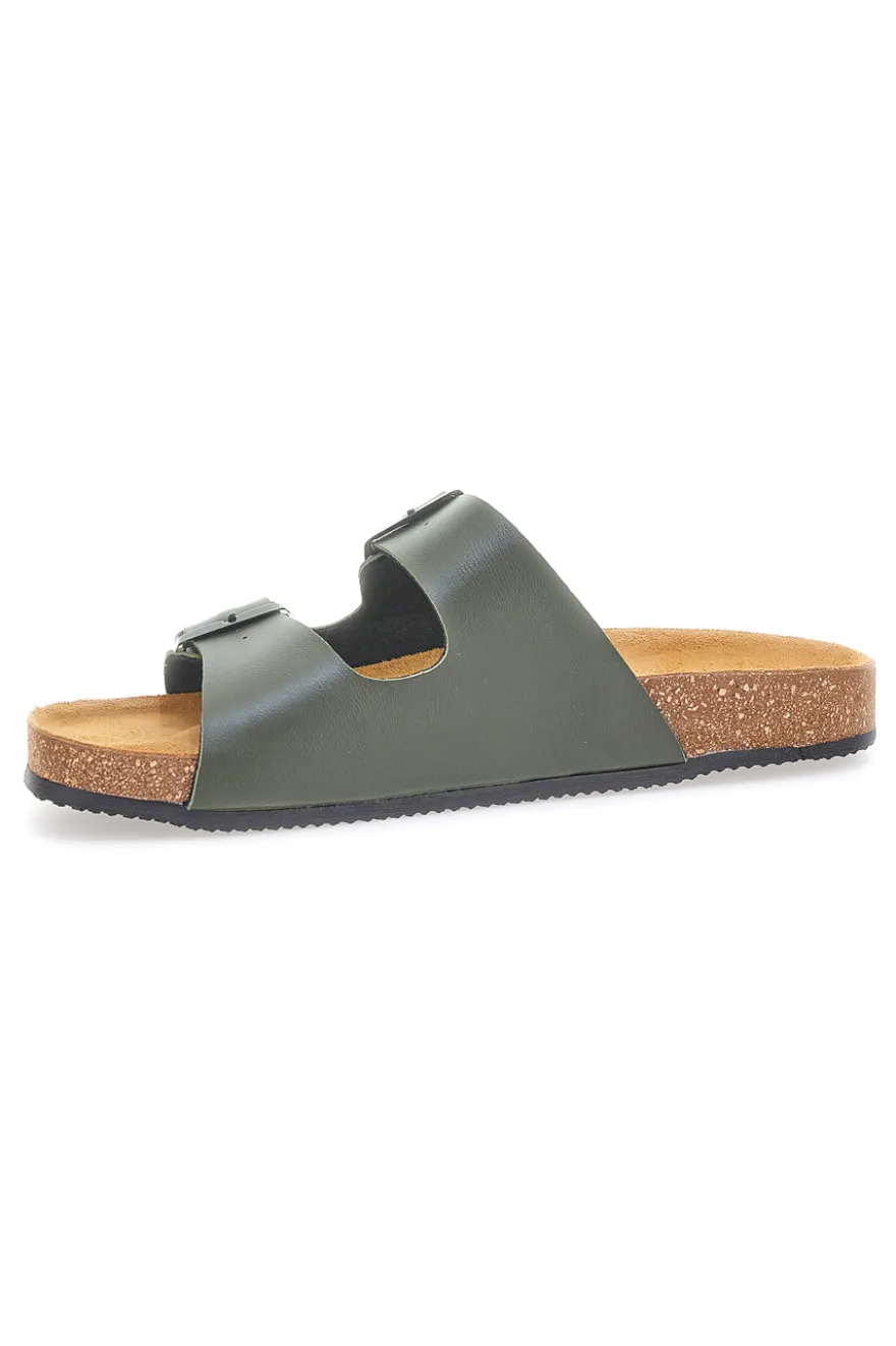 Ciabatte verde militare con doppia fibbia e cinturini Pittarello Tierra 335A038SR