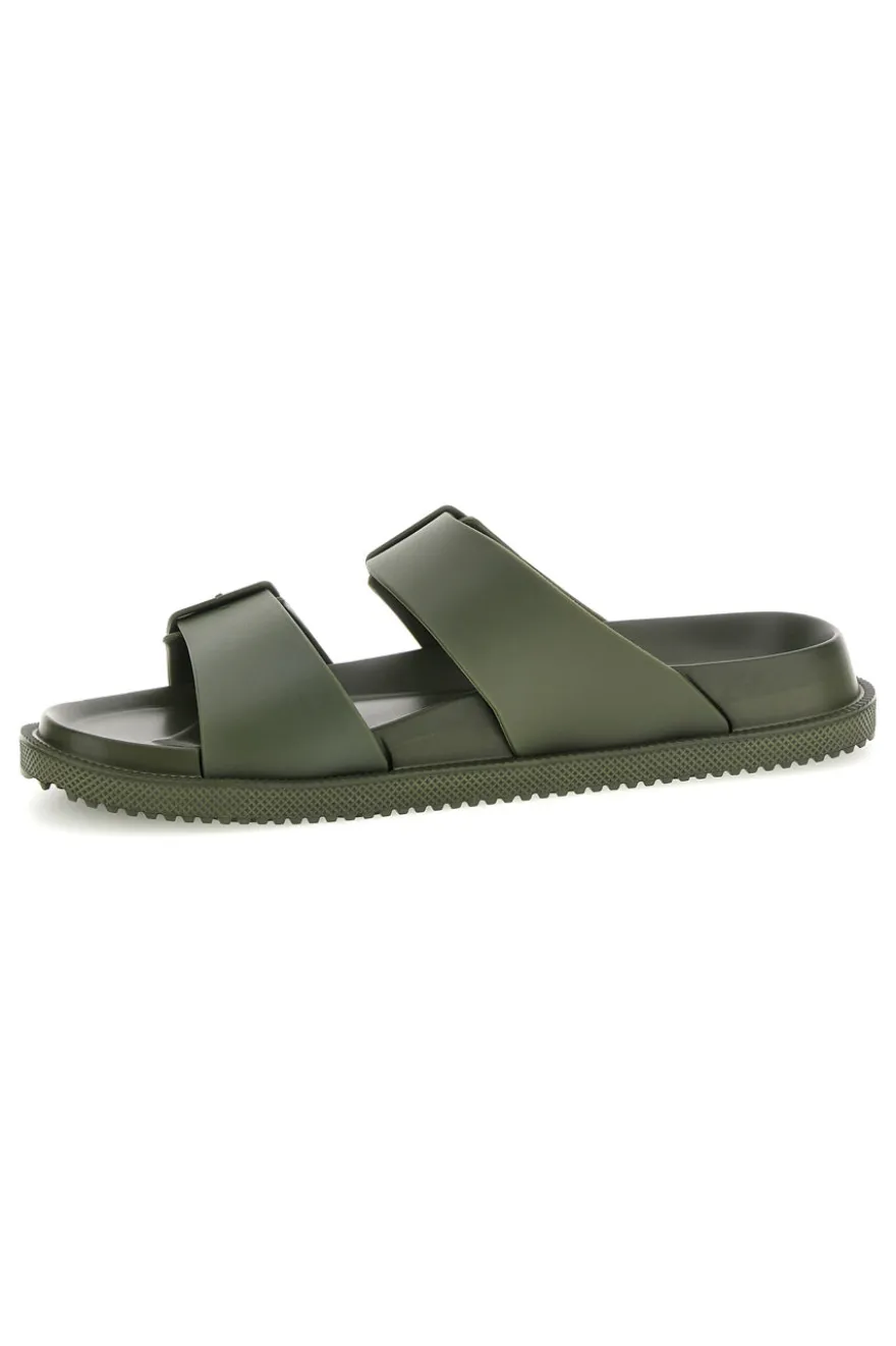Ciabatte verde militare con doppia fibbia 2t2l 72593