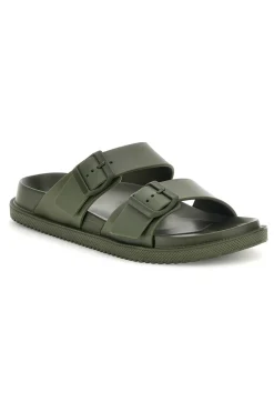Ciabatte verde militare con doppia fibbia 2t2l 72593