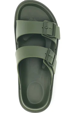 Ciabatte verde militare con doppia fibbia 2t2l 72593