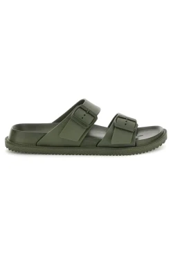 Ciabatte verde militare con doppia fibbia 2t2l 72593