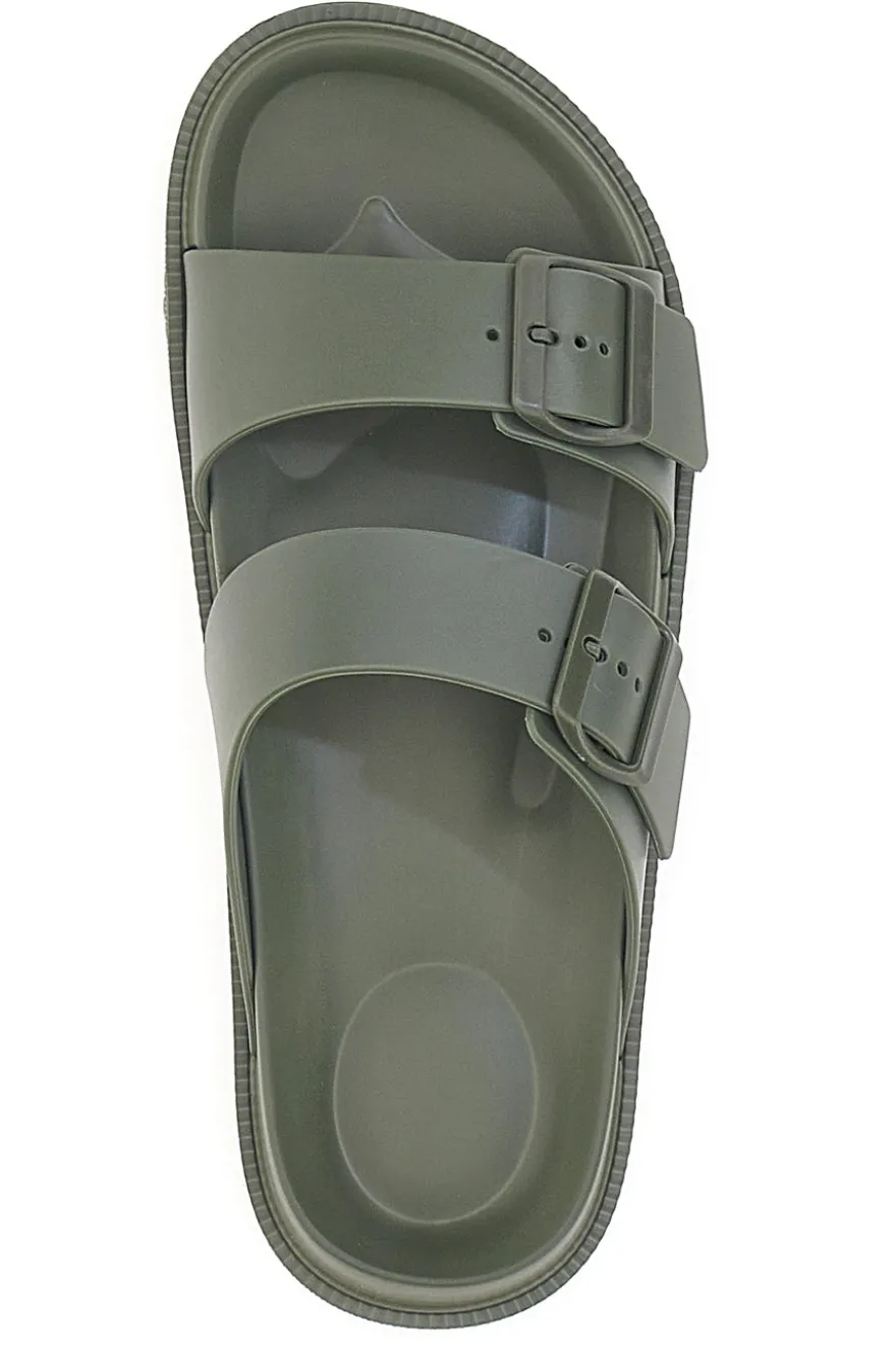 Ciabatte Verde Militare Con Doppia Fascia 2T2L 72593