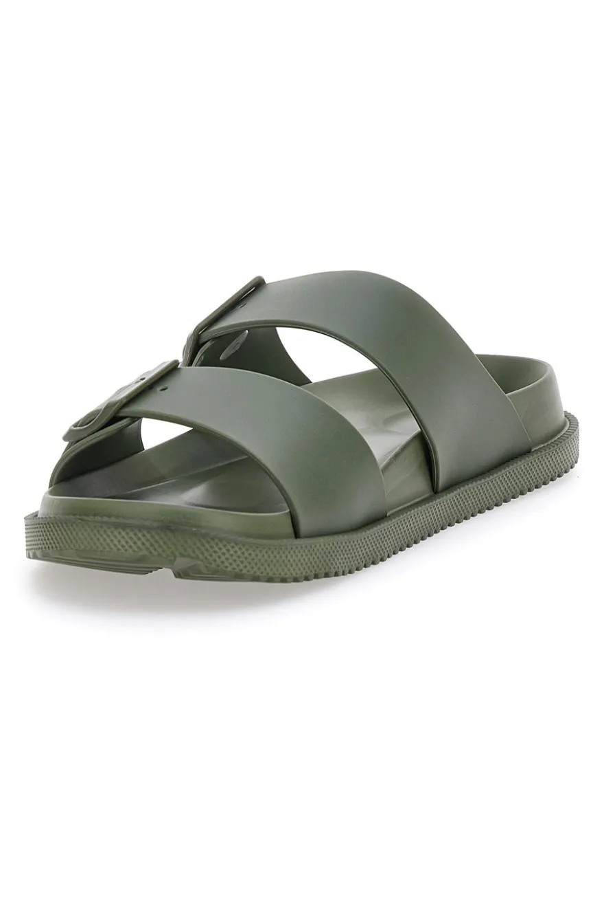 Ciabatte Verde Militare Con Doppia Fascia 2T2L 72593