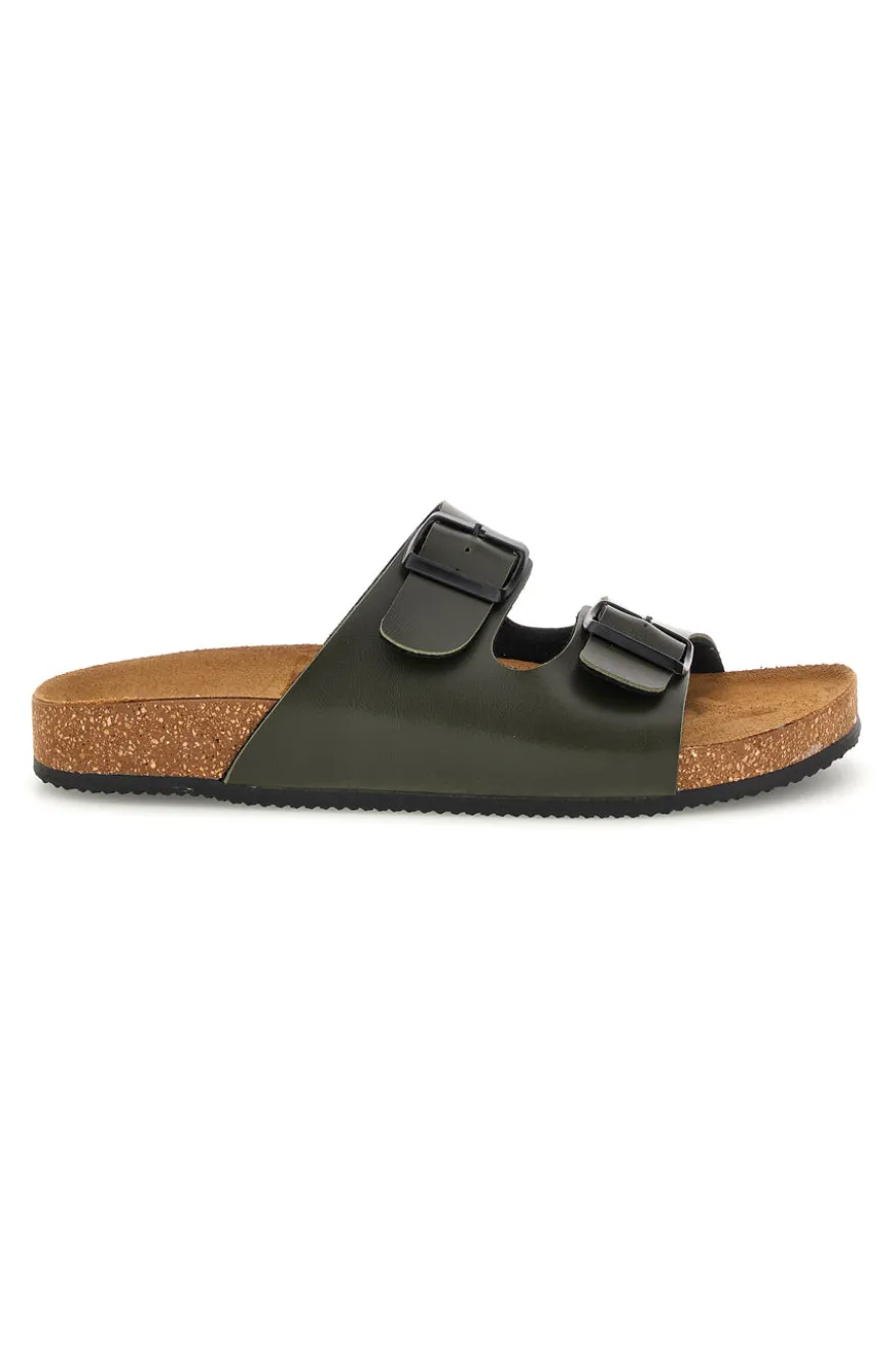 Ciabatte verde militare con doppia fibbia Pittarello tierra 335A038SR