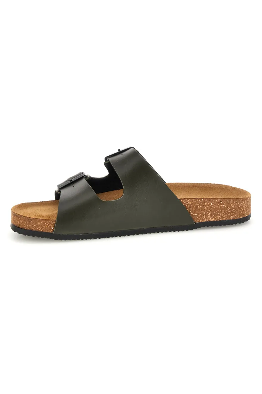 Ciabatte verde militare con doppia fibbia Pittarello tierra 335A038SR