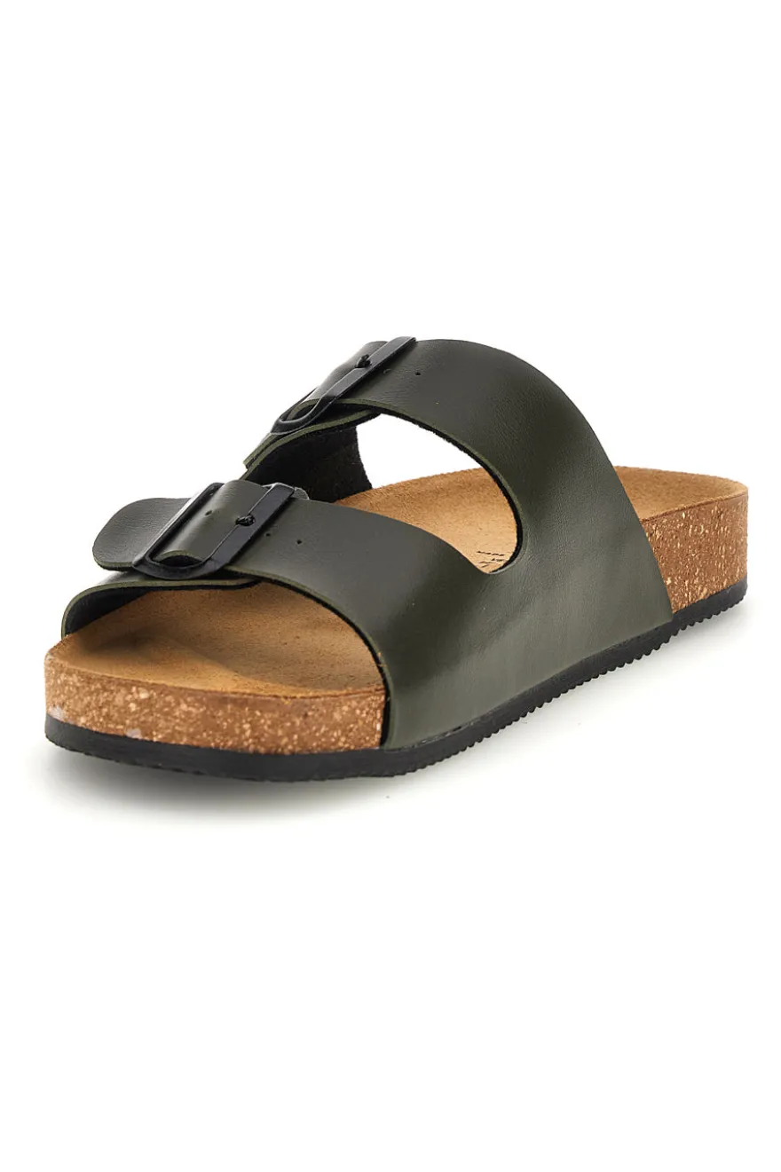 Ciabatte verde militare con doppia fibbia Pittarello tierra 335A038SR