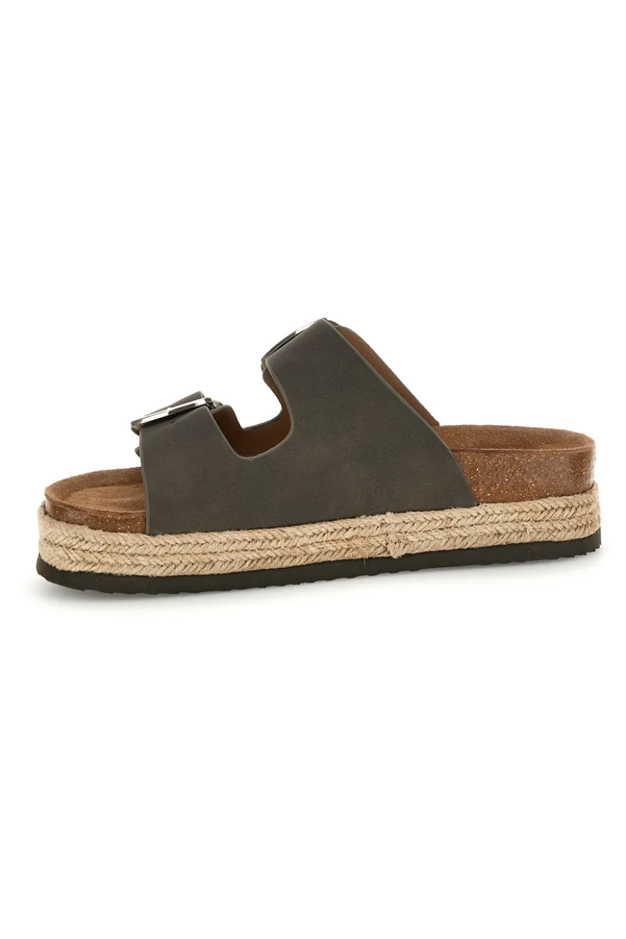Ciabatte verdi con doppia fascia regolabile e suola platform Superga S11T228