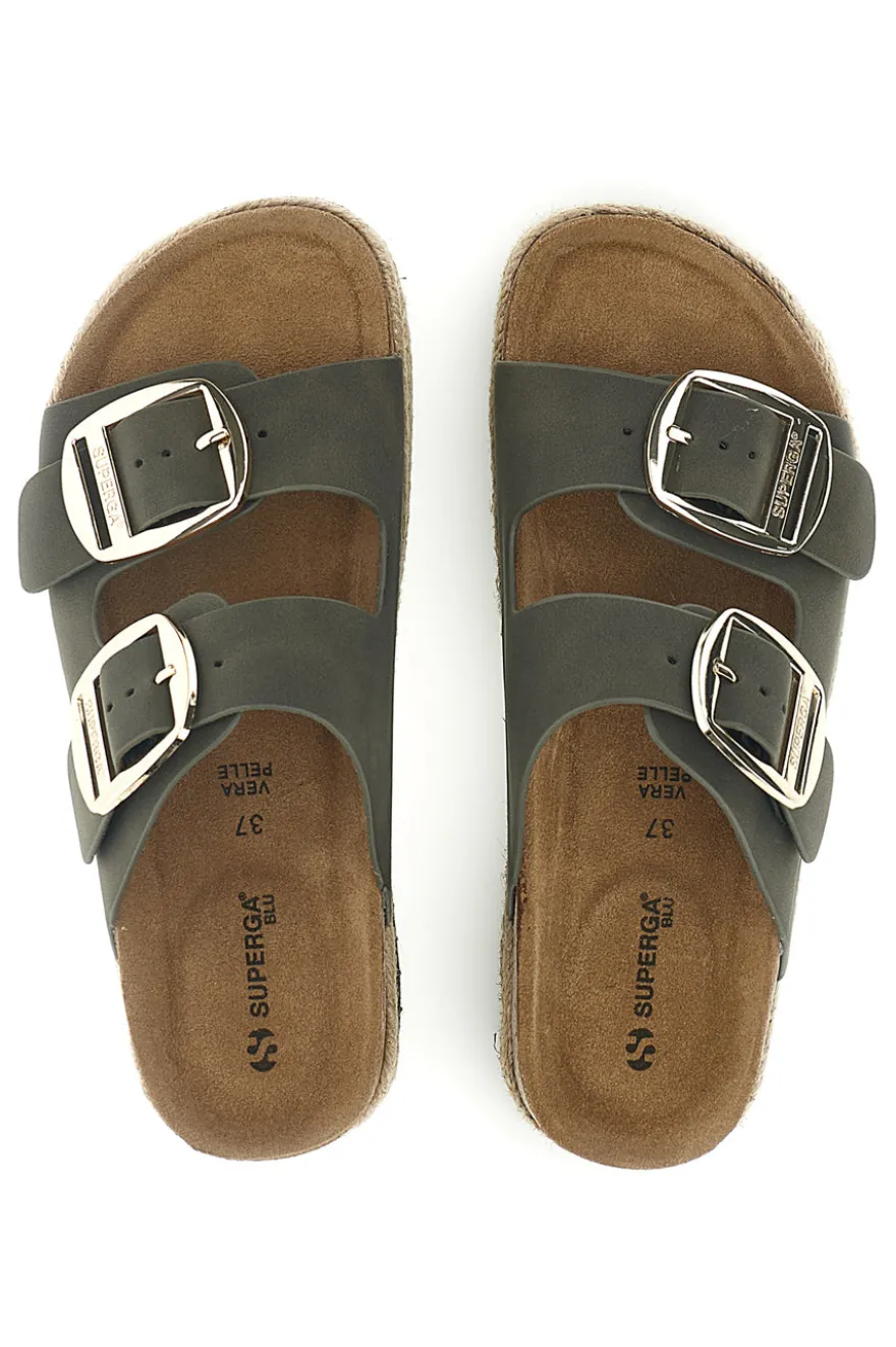 Ciabatte verdi con doppia fascia regolabile e suola platform Superga S11T228