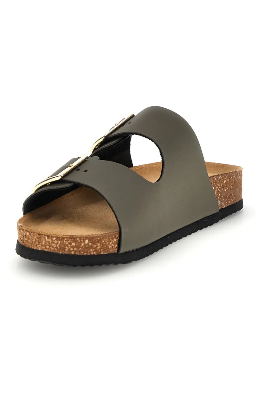 Ciabatte verdi con doppia fascia regolabile Made in Italy in vera pelle Superga S31T823