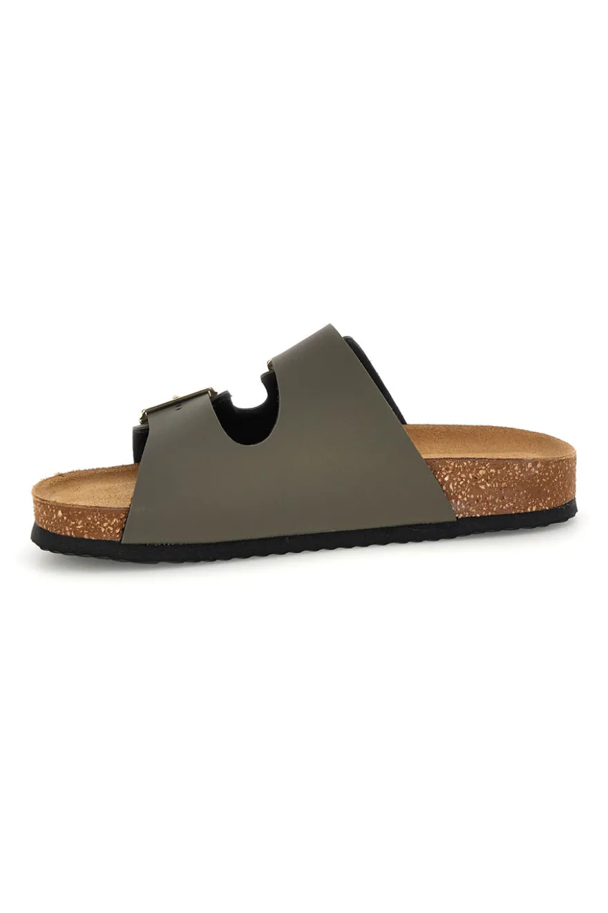 Ciabatte verdi con doppia fascia regolabile Made in Italy in vera pelle Superga S31T823