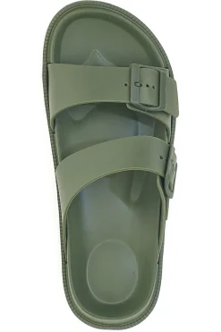 Ciabatte verdi in gomma con doppio cinturino 2T2L 72593