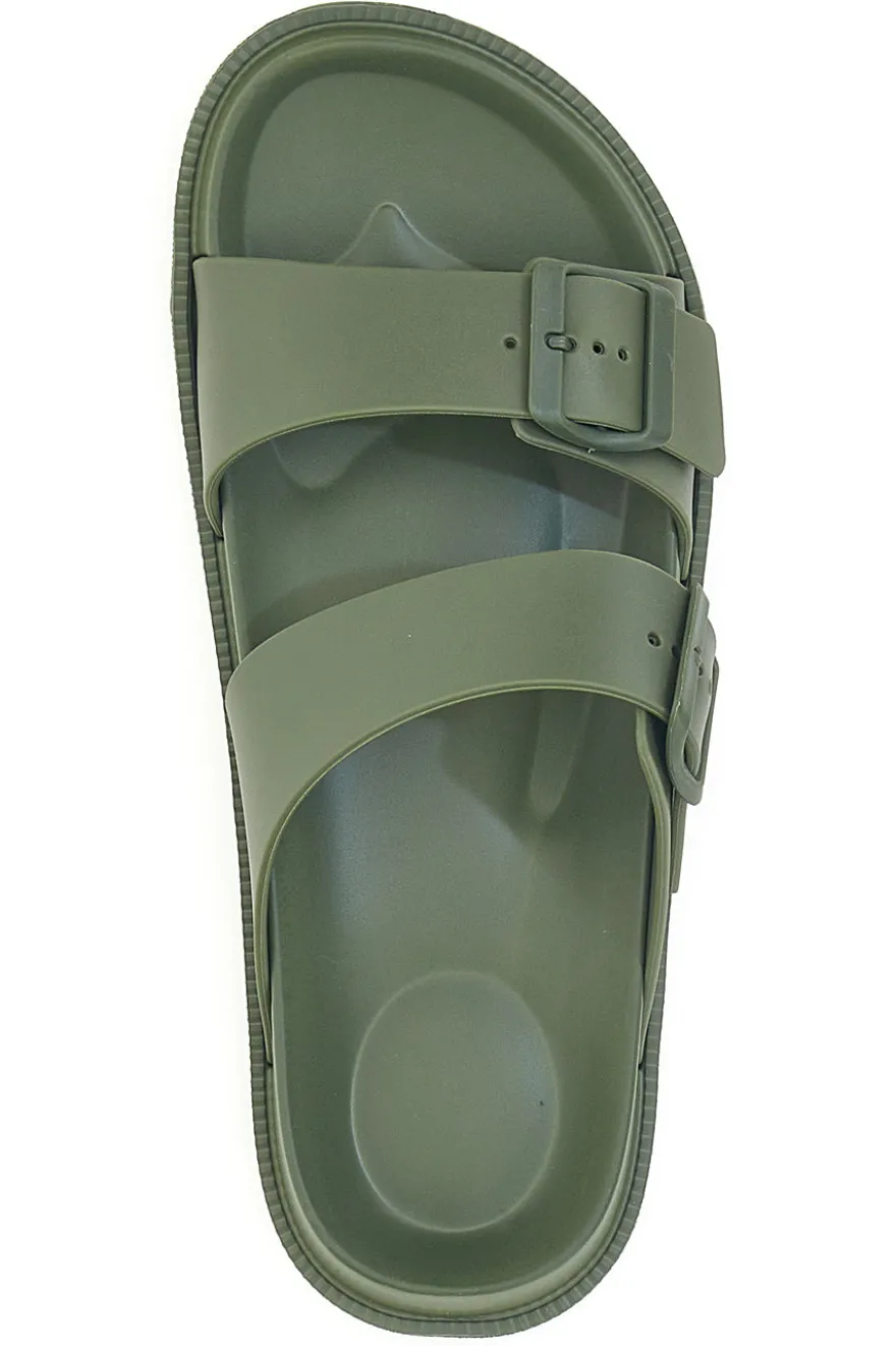 Ciabatte verdi in gomma con doppio cinturino 2T2L 72593