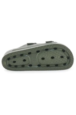 Ciabatte verdi in gomma doppio cinturino e flatform 2T2L HM07