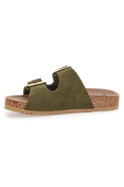 Ciabatte verdi oliva doppia fibbia suola antiscivolo Pittarello Green Walk vegan 335CF20631S