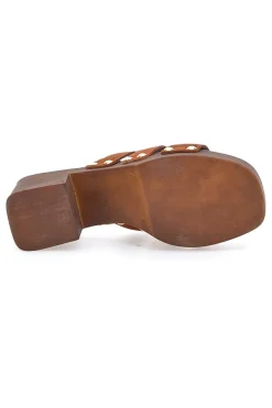 Ciabatte Zoccoli Marroni e Cognac Con Tacco Pittarello Love 5387