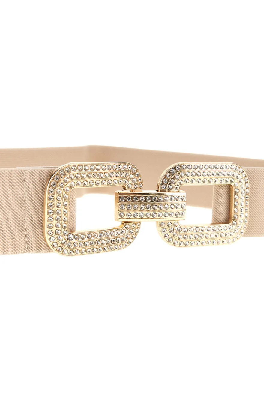 Cintura beige elastica con fibbia gioiello First lady WIS Queen