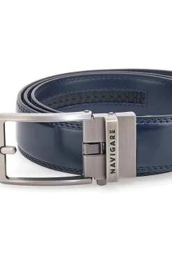 Cintura blu in pelle con fibbia in metallo Navigare A3878-35