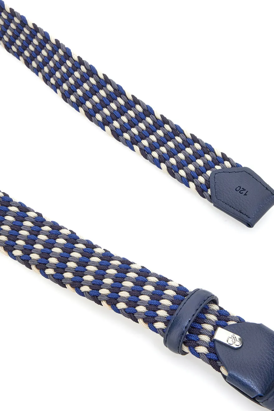 Cintura intrecciata blu e beige elastica taglia unica Basile BA1346/ELASTICO
