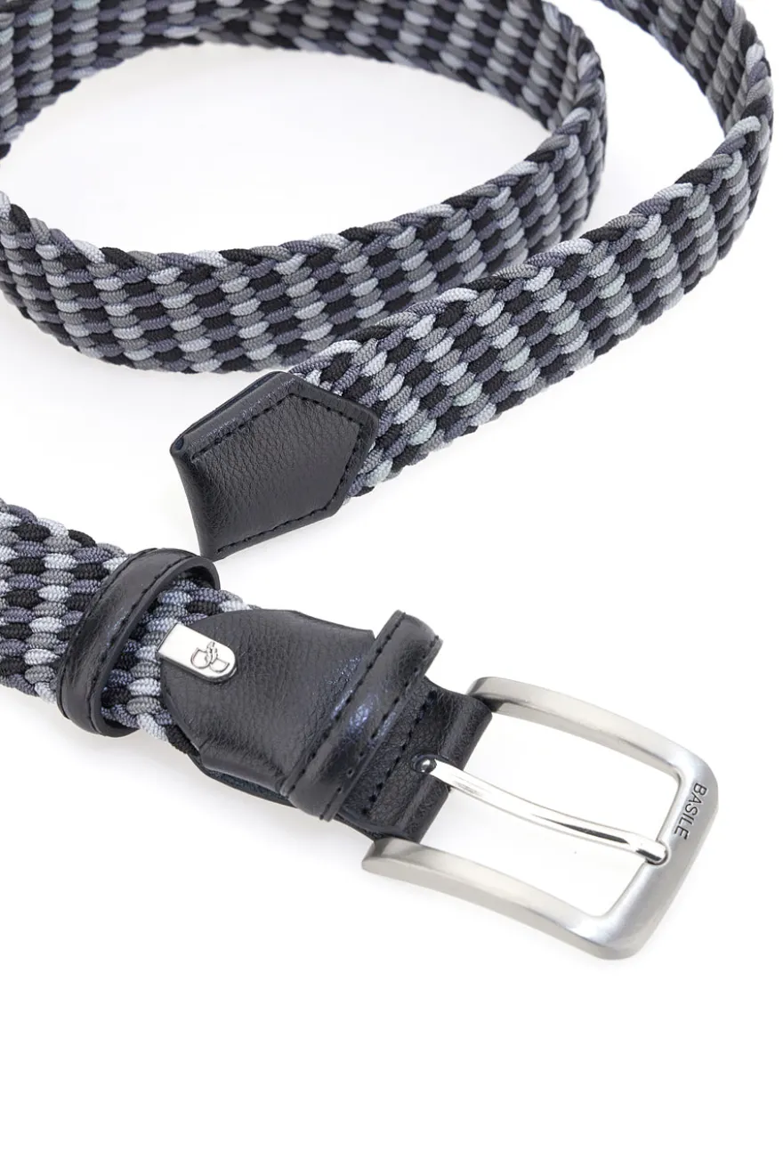 Cintura intrecciata nera e grigia elastica taglia unica Basile BA1346/ELASTICO