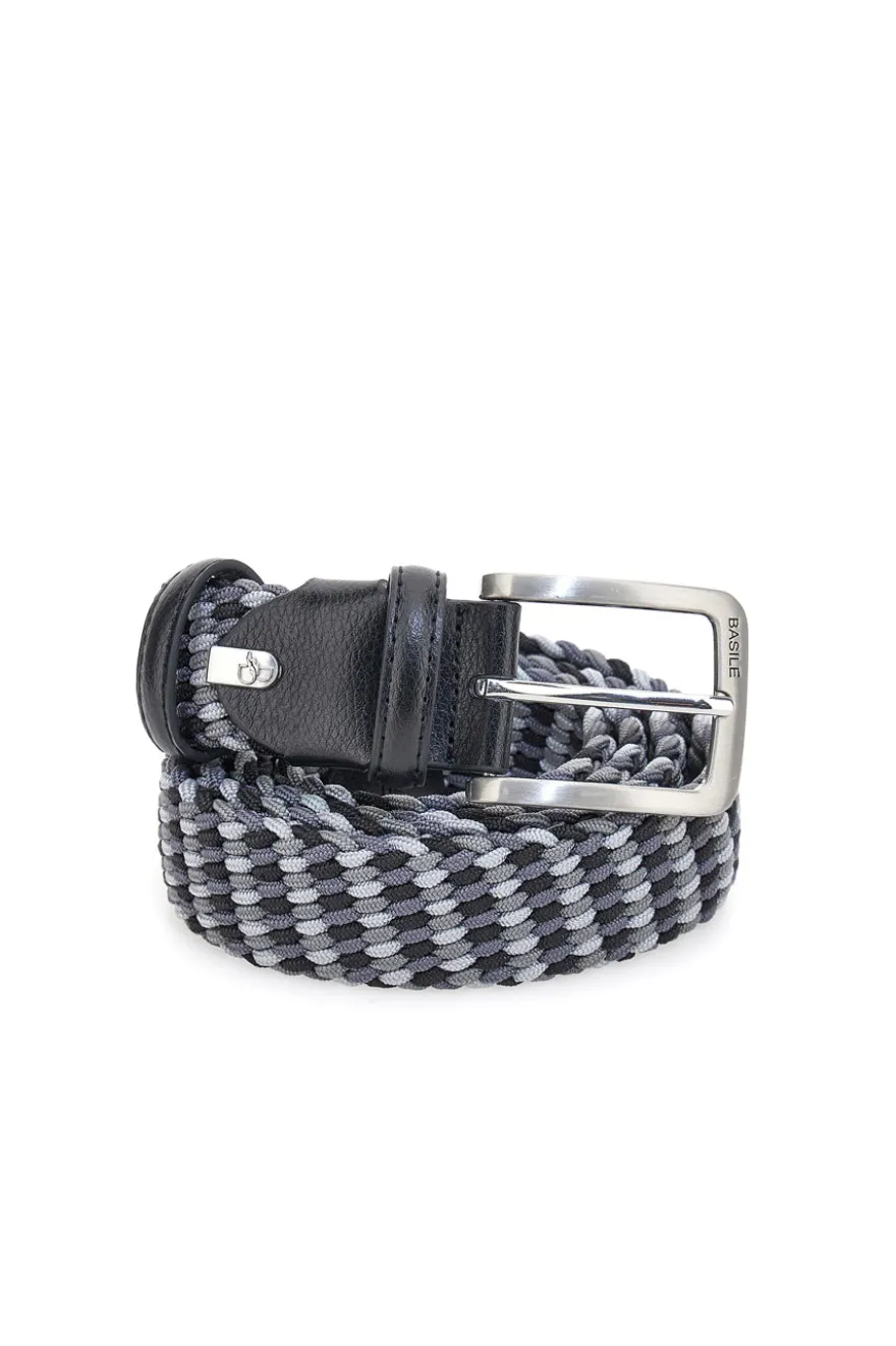 Cintura intrecciata nera e grigia elastica taglia unica Basile BA1346/ELASTICO