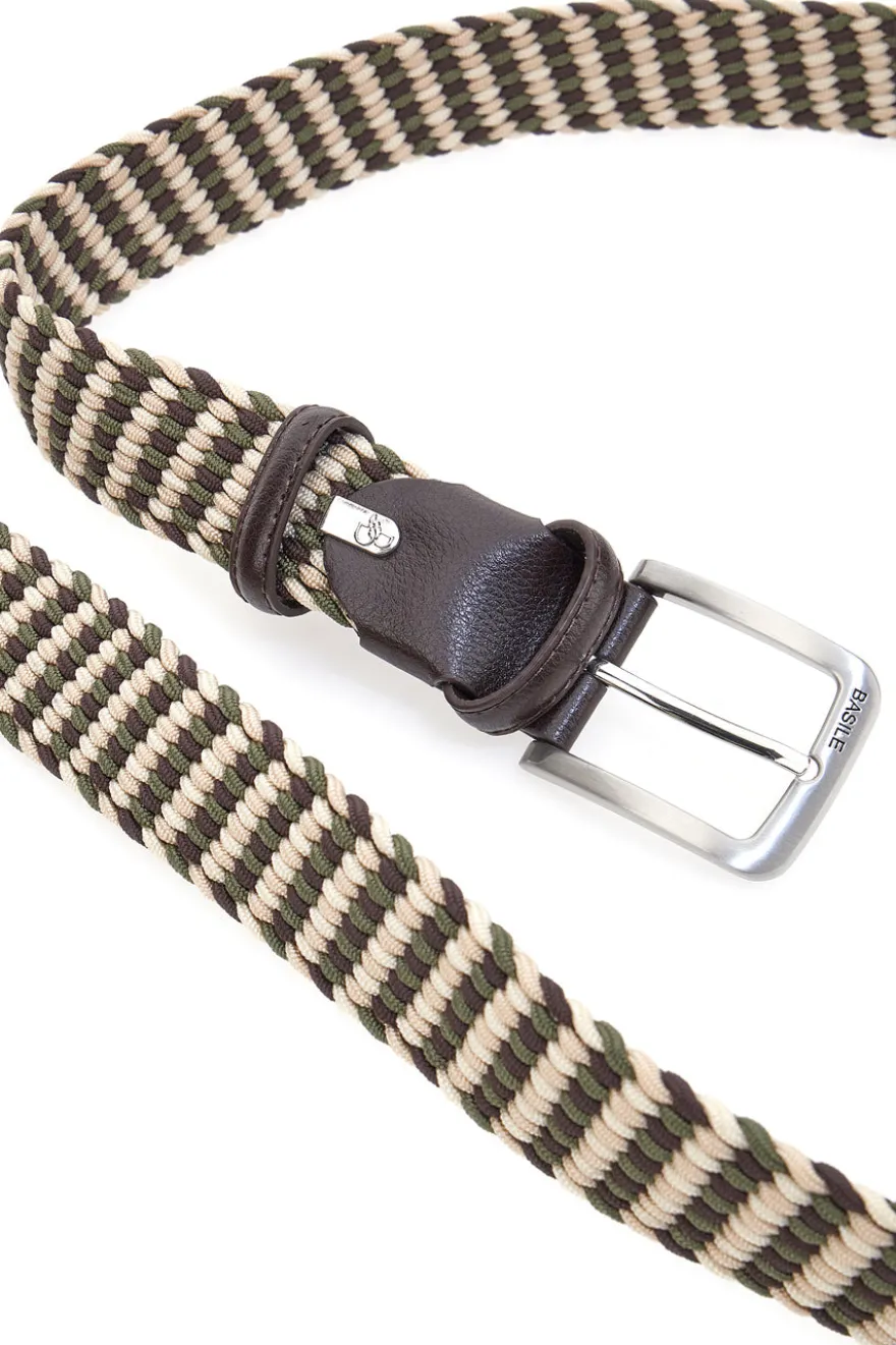 Cintura intrecciata verde e beige elastica taglia unica Basile BA1346/ELASTICO