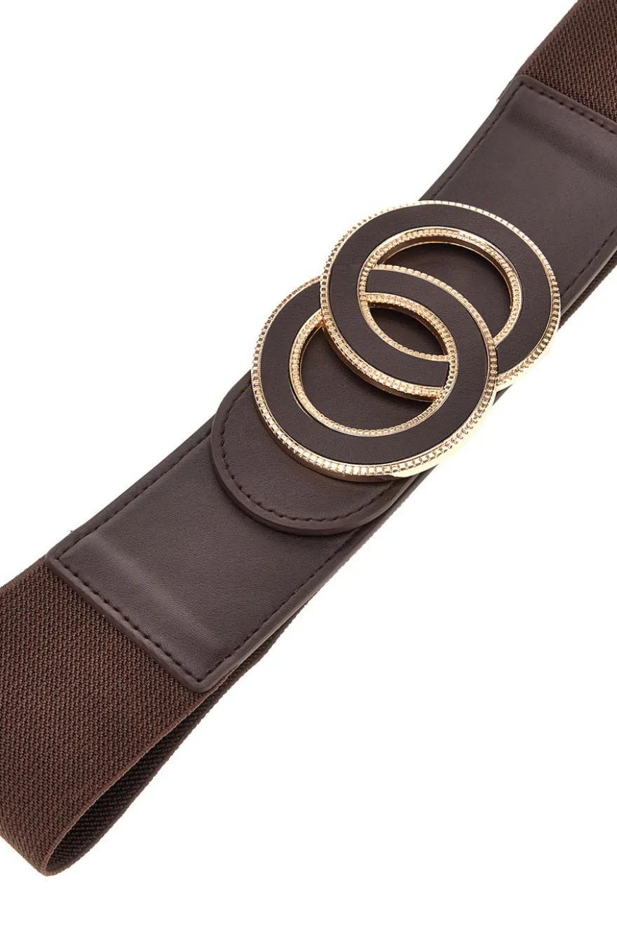 Cintura marrone elastica con fibbia circolare First lady WIS O