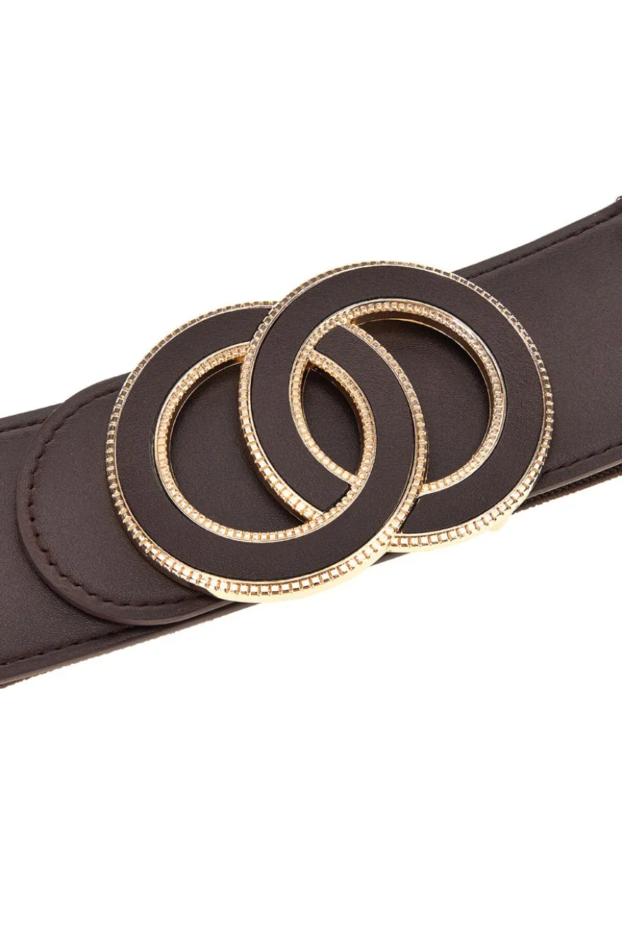 Cintura marrone elastica con fibbia circolare First lady WIS O
