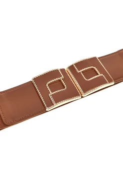 Cintura marrone elastica con fibbia gioiello First lady WIS F
