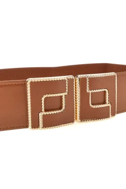 Cintura marrone elastica con fibbia gioiello First lady WIS F