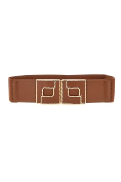 Cintura marrone elastica con fibbia gioiello First lady WIS F