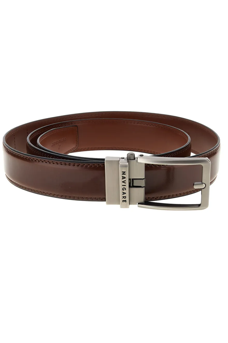 Cintura marrone in pelle con fibbia in metallo Navigare A3876-35