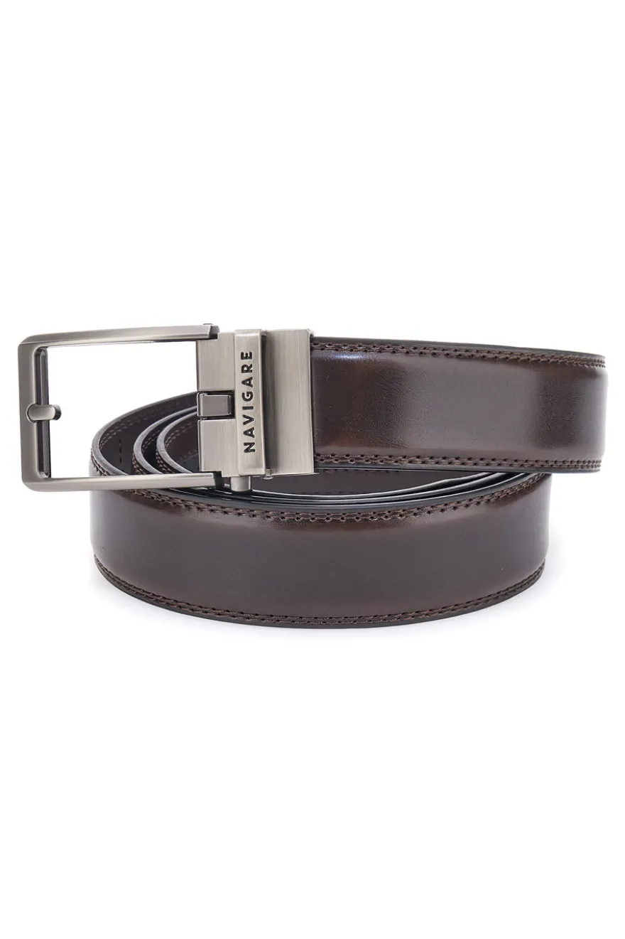 Cintura marrone in pelle con fibbia in metallo Navigare A3876-35