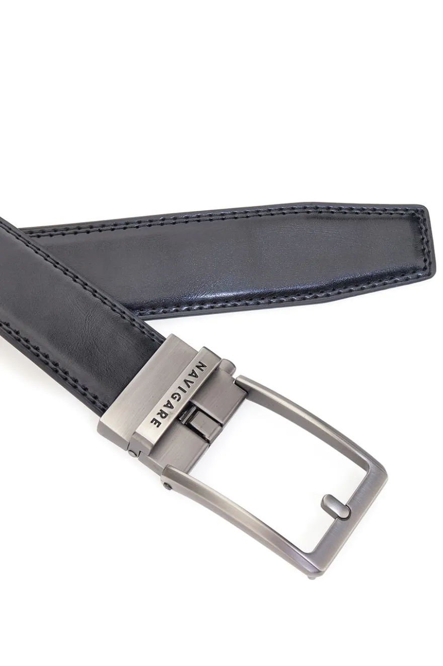Cintura nera in pelle con fibbia in metallo Navigare A3878-35