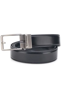 Cintura nera in pelle con fibbia in metallo Navigare A3876-35